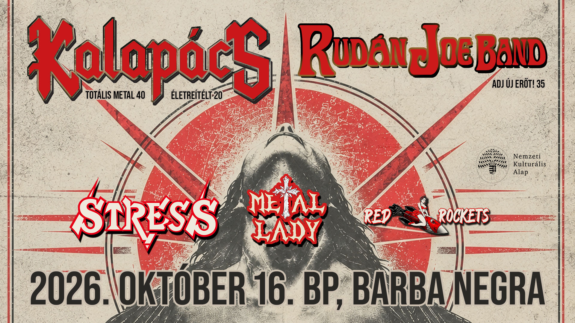 Tripla jubileum október 16-án a Barba Negrában a Kalapács zenekar és a Rudán Joe Band főszereplésével